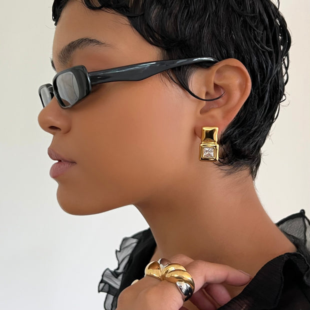 The Crystal Gem Gold Earring - BERNA PECI JEWELRY