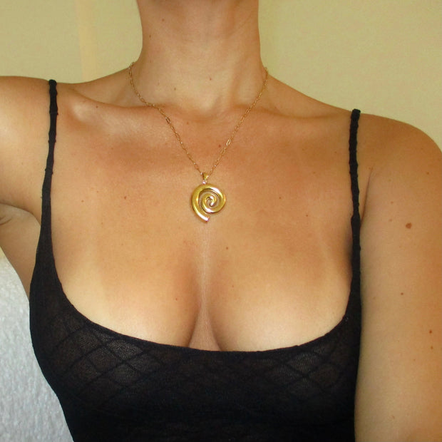 The Gold Solid Swirl Necklace - BERNA PECI JEWELRY