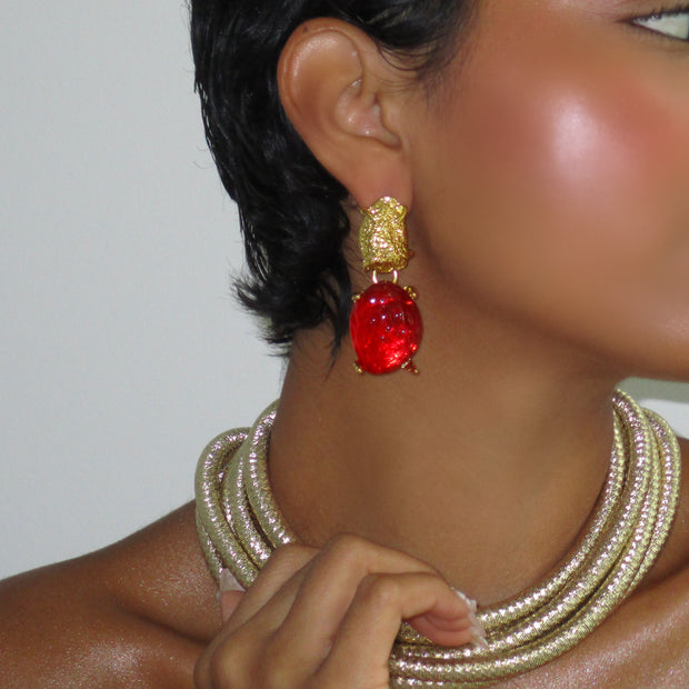 The Gold Melting Strawberry Earrings - BERNA PECI JEWELRY