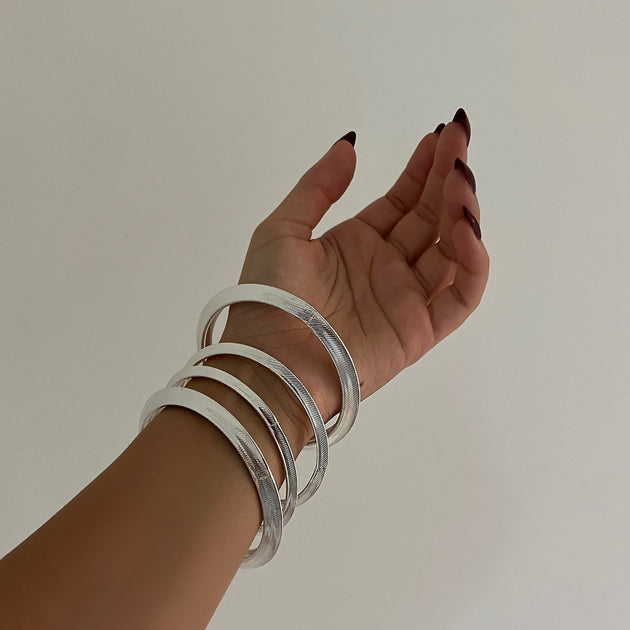 The 4 Silver Set Textured Bangle Set – BP