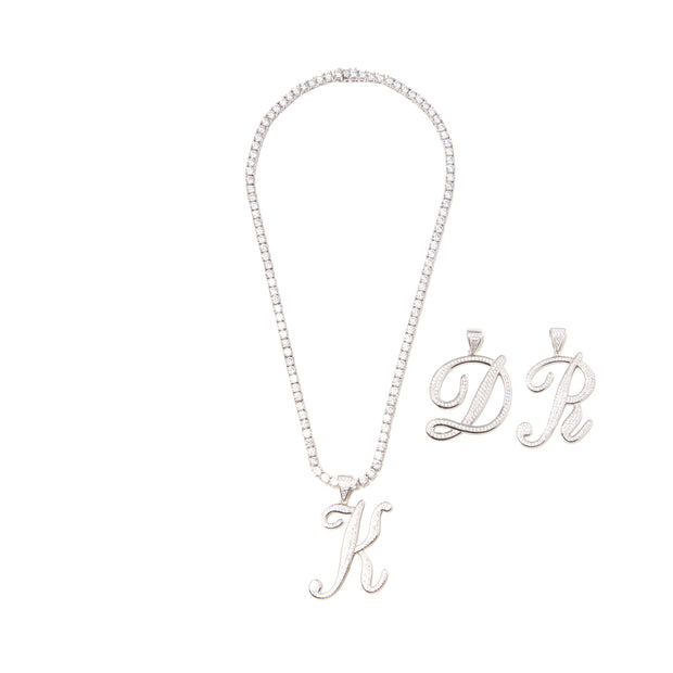 Icy Silver Initial Necklace Set - BERNA PECI JEWELRY
