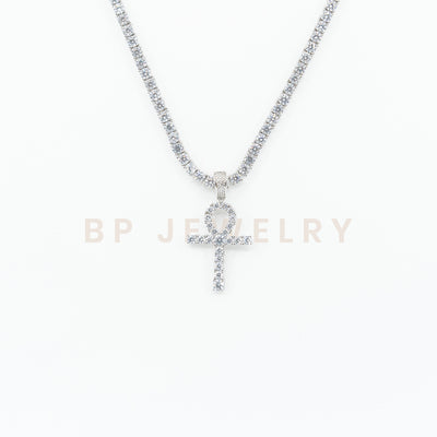 New Silver Diamond Ankh Necklace - BERNA PECI JEWELRY