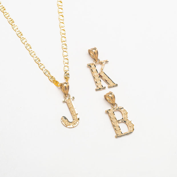 Mini Vintage 10K Solid Gold Initial Necklace - BERNA PECI JEWELRY