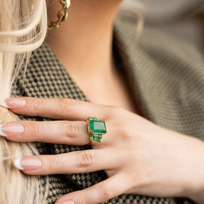 Gold Elegant Emerald Ring - BERNA PECI JEWELRY