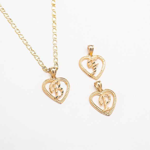 Mini Heart 10K Solid Gold Initial Necklace - BERNA PECI JEWELRY