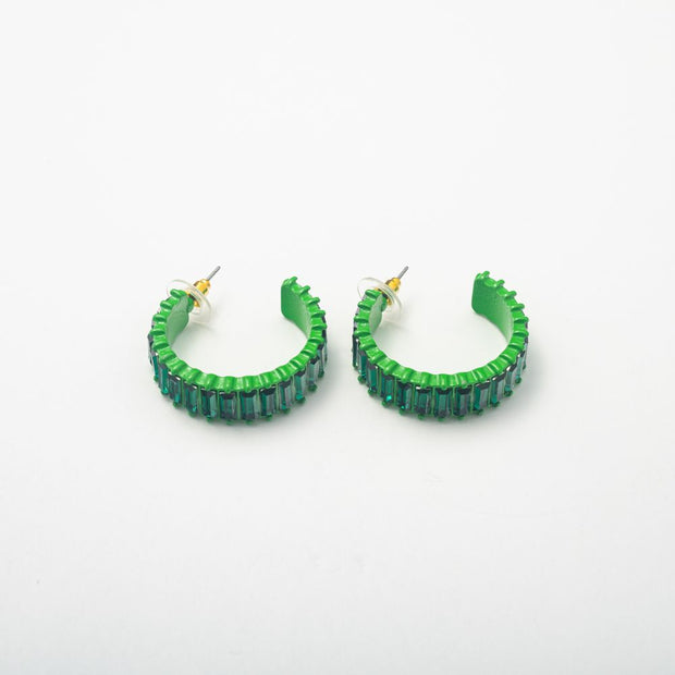 Mini Green Disco Hoops - BERNA PECI JEWELRY