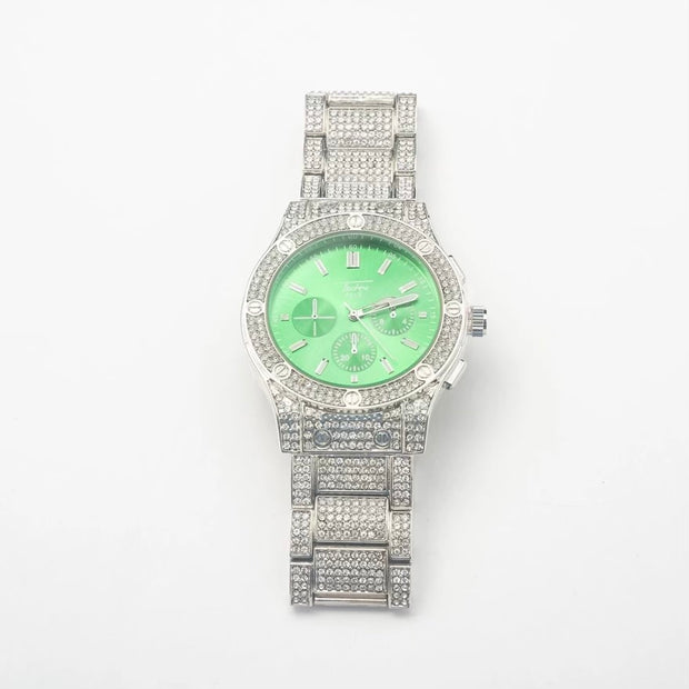 New Ultimate Silver Green Face Watch - BERNA PECI JEWELRY