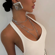 Long Chrome Lock Necklace - BERNA PECI JEWELRY