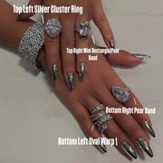 Top Left Silver Cluster Ring - BERNA PECI JEWELRY