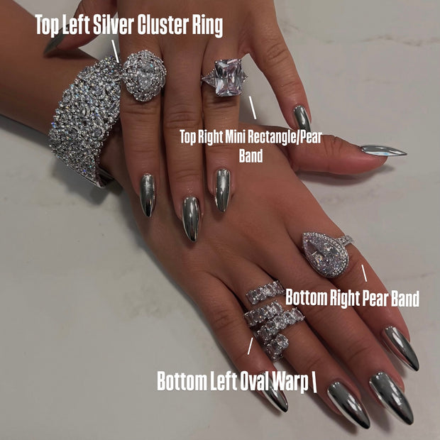 Top Left Silver Cluster Ring - BERNA PECI JEWELRY