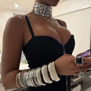 Long Chrome Lock Necklace - BERNA PECI JEWELRY