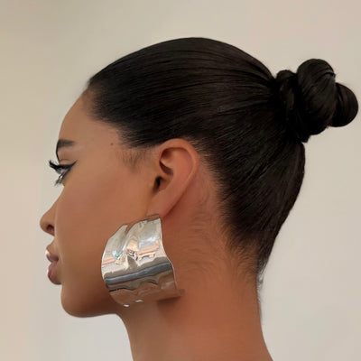 The Silver Half Loop Hoop - BERNA PECI JEWELRY