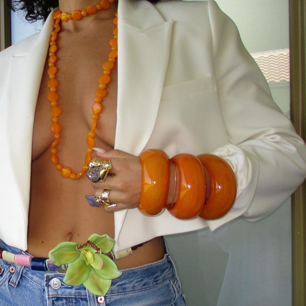 Orange Beaded Wrap Necklace - BERNA PECI JEWELRY