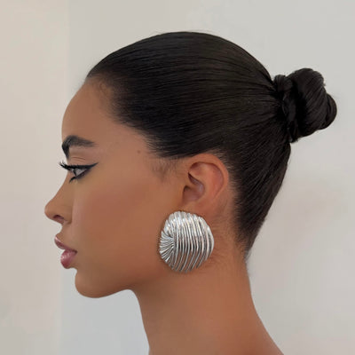The Silver Textured Large Stud - BERNA PECI JEWELRY