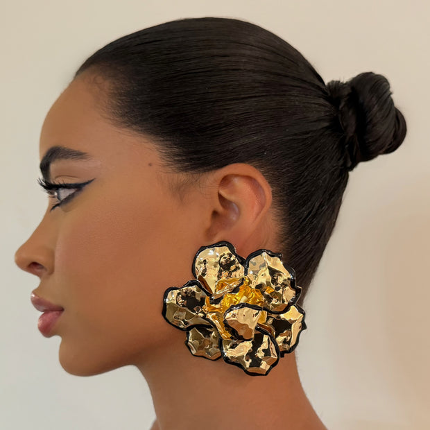 The Black Outline Floral Earrings - BERNA PECI JEWELRY