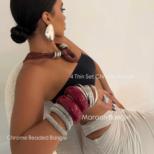 The Maroon Chrome Bangles - BERNA PECI JEWELRY