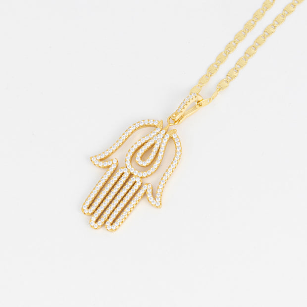 The Gold Mini Crystal Hamsa Necklace - BERNA PECI JEWELRY