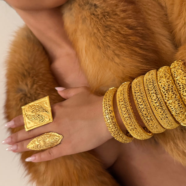 The Gold Chunky Bangle - BERNA PECI JEWELRY