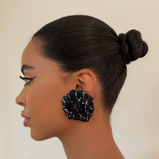 The Black Fabric Floral Stud - BERNA PECI JEWELRY
