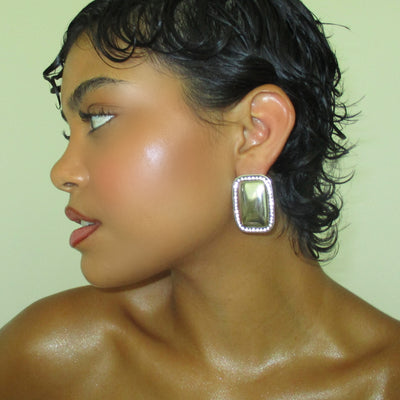 The Silver Crystal Square Earrings - BERNA PECI JEWELRY