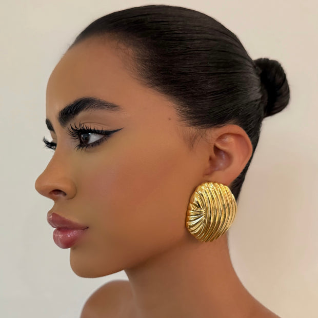 The Gold Textured Large Stud - BERNA PECI JEWELRY