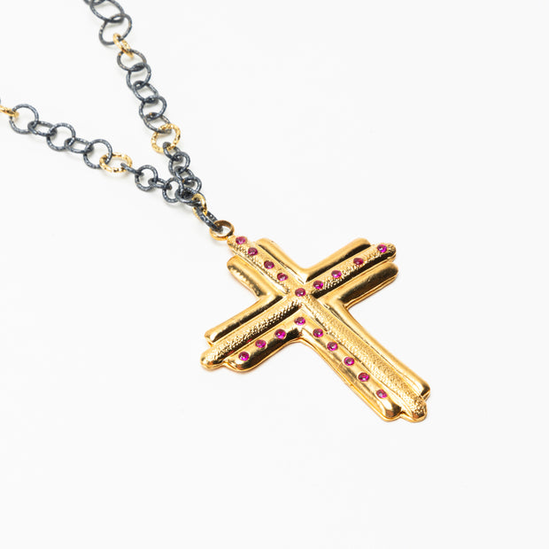 The Handmade Vintage Hot Pink Cross - BERNA PECI JEWELRY