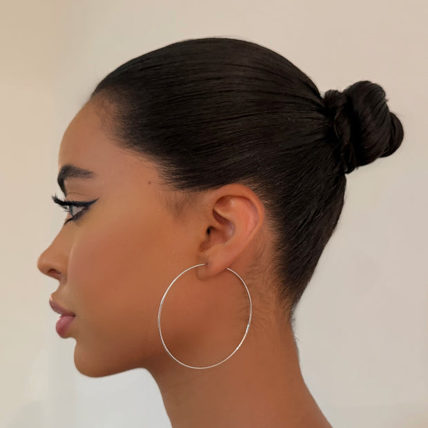 The Silver Large Skinny Hoop - BERNA PECI JEWELRY