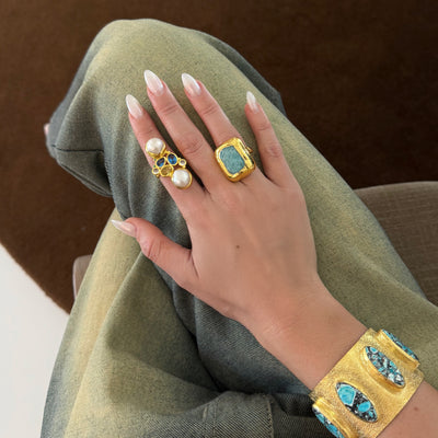Left Blue Jasmine Ring - BERNA PECI JEWELRY