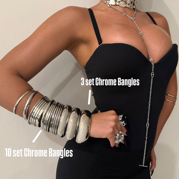 3 Set Chrome Bangle Set - BERNA PECI JEWELRY