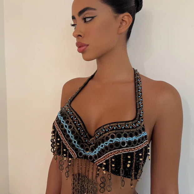 The Beaded Turquoise Bra Top - BERNA PECI JEWELRY
