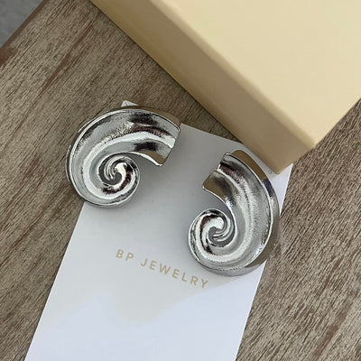 The Silver Maxi Swirl Earings - BERNA PECI JEWELRY
