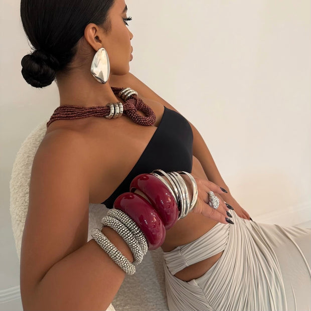 The Maroon Chrome Bangles - BERNA PECI JEWELRY