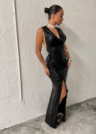 wet satin dress Lydia Maxi Silk Dress  uma and leopold