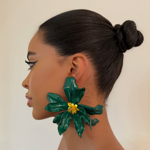 The Green Acrylic Floral Earrings - BERNA PECI JEWELRY
