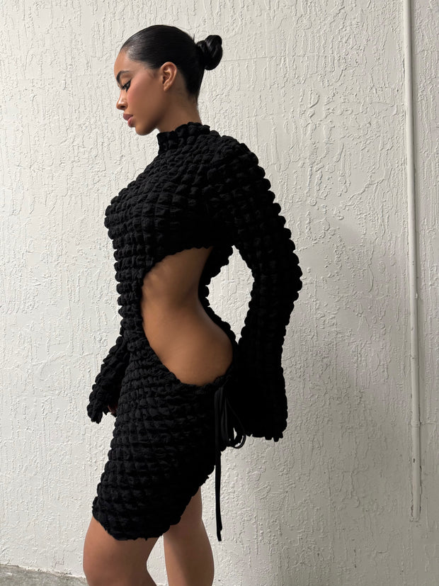 The Textured Black Dress - BERNA PECI JEWELRY