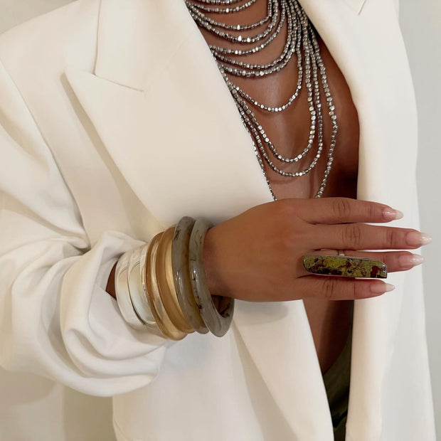 The Chrome Layered Beaded Necklace - BERNA PECI JEWELRY