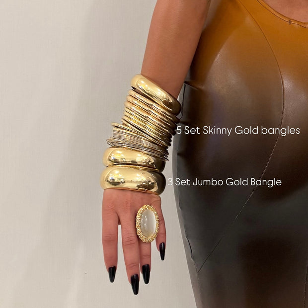 3 Set Jumbo Gold Bangle Set - BERNA PECI JEWELRY
