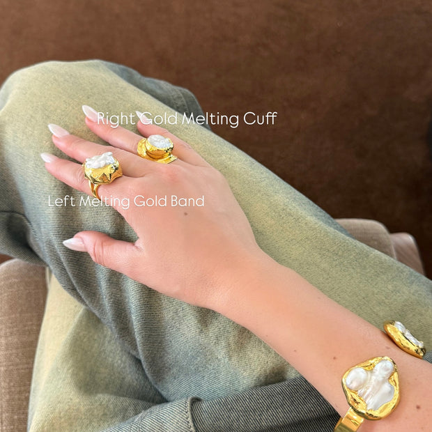 Left Melting Gold Band - BERNA PECI JEWELRY