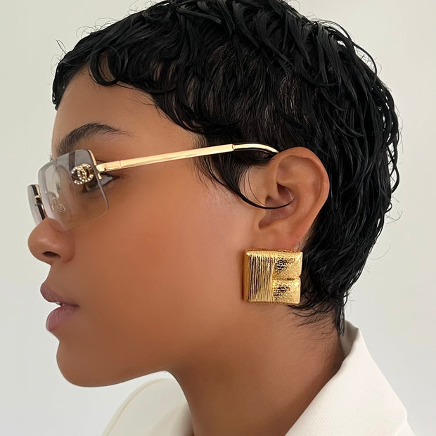 The Square Gold Earring - BERNA PECI JEWELRY