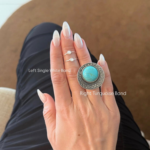 Left Single White Band - BERNA PECI JEWELRY