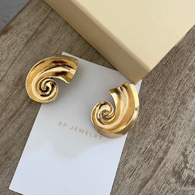 The Gold Maxi Swirl Earrings - BERNA PECI JEWELRY
