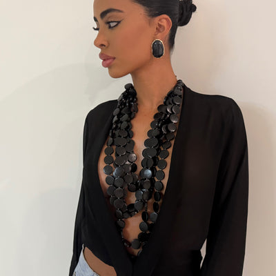 The Long Black Layered Necklace - BERNA PECI JEWELRY