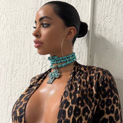 The Turquoise Cross Necklace Wrap - BERNA PECI JEWELRY