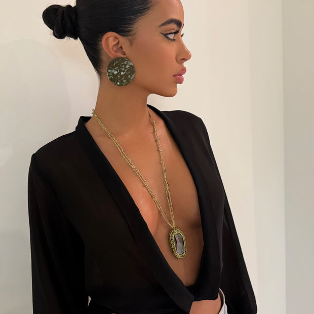 The Knitted Olive Gem Necklace - BERNA PECI JEWELRY