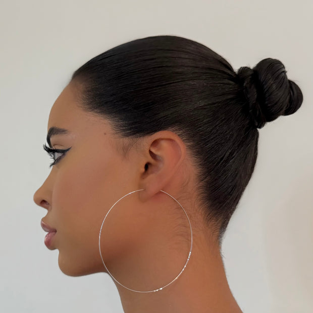 The Silver Extra Large Skinny Hoop - BERNA PECI JEWELRY