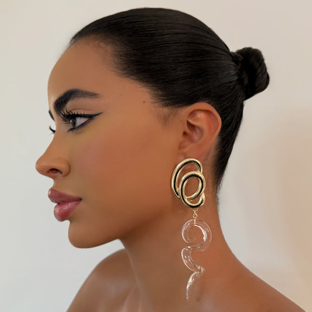 The Gold Swirl Clear Drop - BERNA PECI JEWELRY