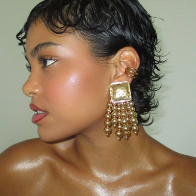 The Gold Beaded Earrings - BERNA PECI JEWELRY