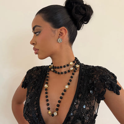 Black/Gold Beaded Necklace - BERNA PECI JEWELRY