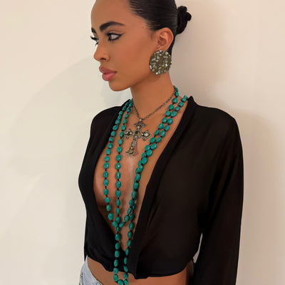 The Turquoise Beaded Chains - BERNA PECI JEWELRY