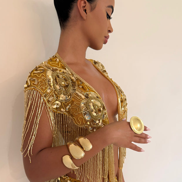 Gold Maxi Triple Cuff - BERNA PECI JEWELRY